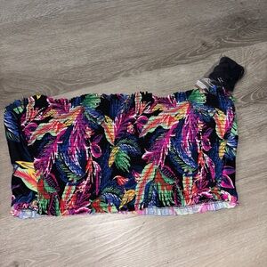 Xhilaration Multicolor Leaf Print Strapless Top